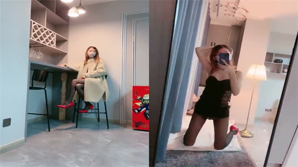 高跟鞋黑丝苗条骚货自摸嫩穴自慰,饥渴勾引狼友狠狠操!